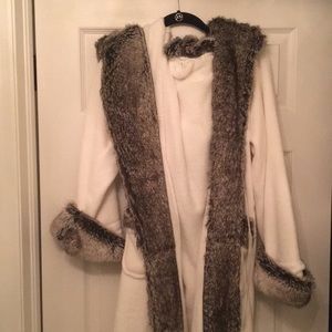 Pottery Barn Faux Fur Hooded Robe